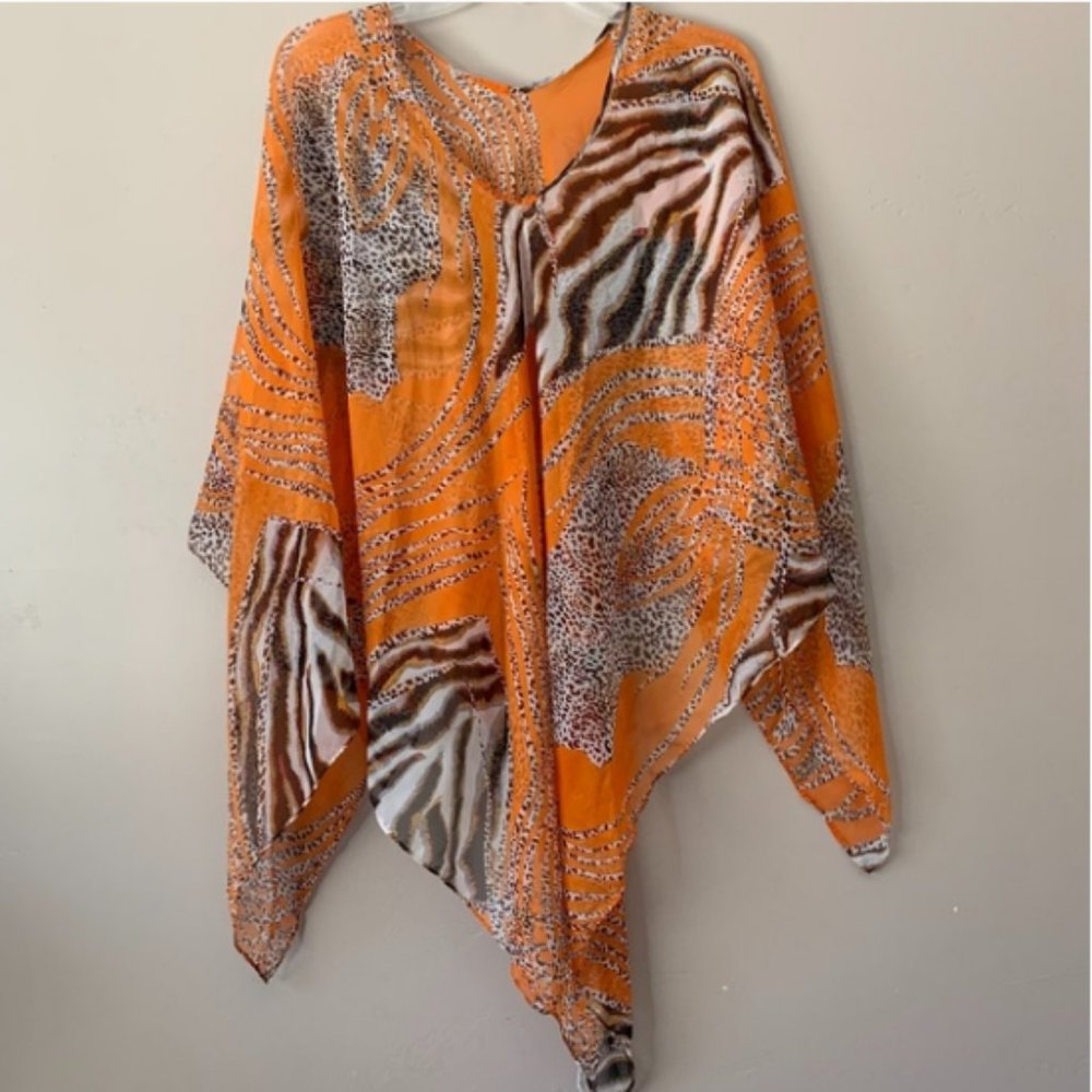 Basha Orange Animal Print Swimsuit Coverup